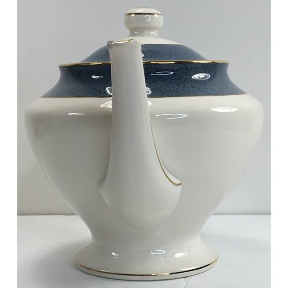 NIKKO Double Phoenix Ironstone Riviera Slate Blue Teapot Made in Japan RARE! - Picture 4 of 13